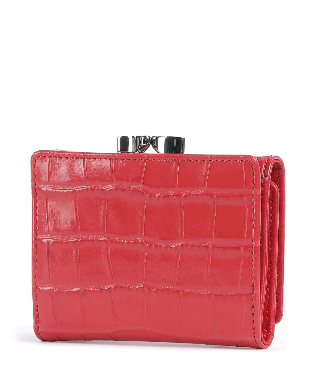 Vivienne Westwood Frame Embossed Croc Small Wallet coral