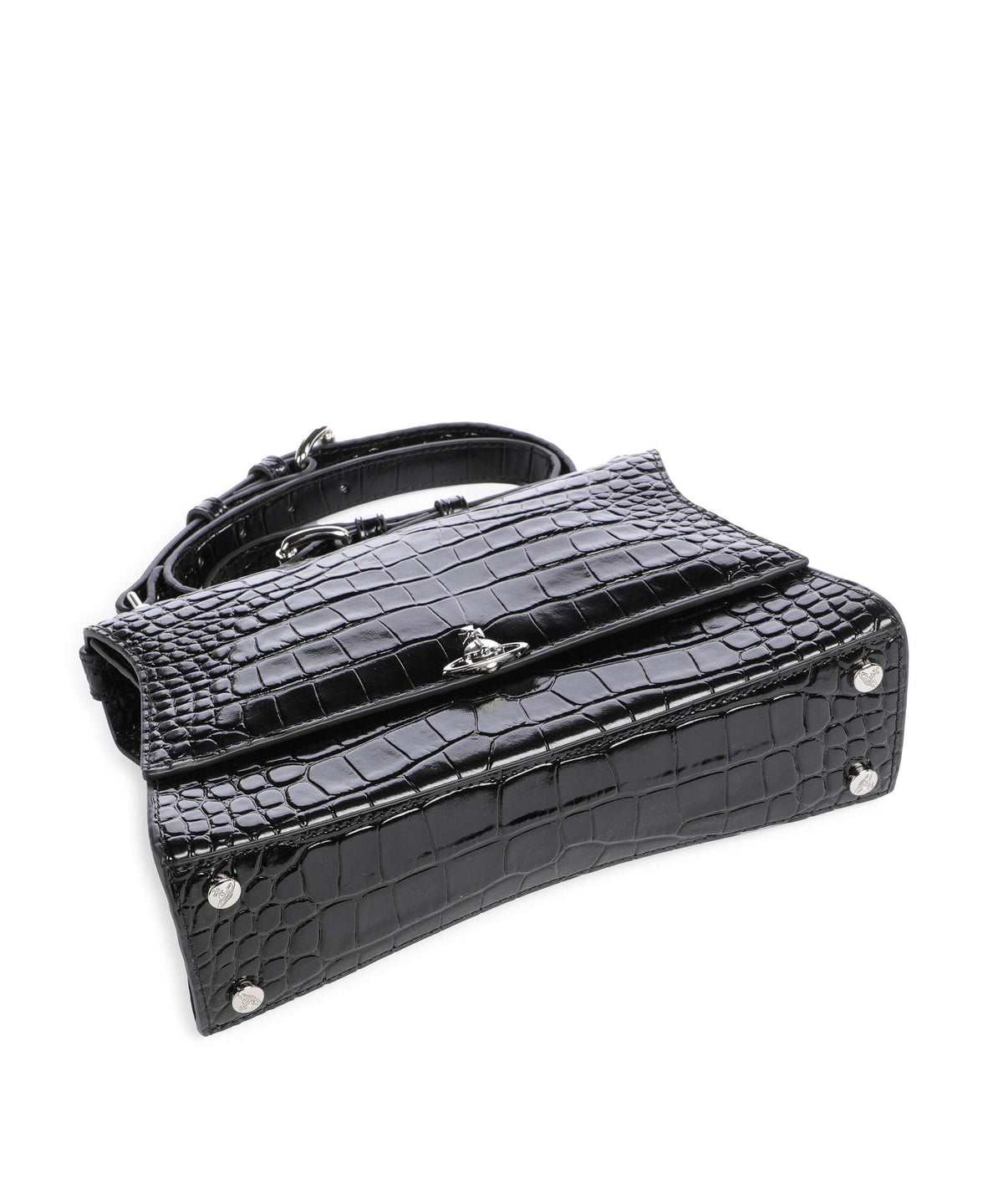 Vivienne Westwood Bianca Embossed Croc S Shoulder bag black