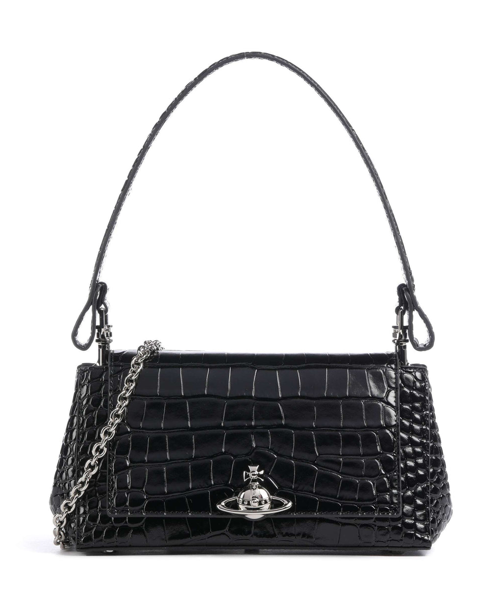 Vivienne Westwood Hazel Embossed Croc Medium Shoulder bag black