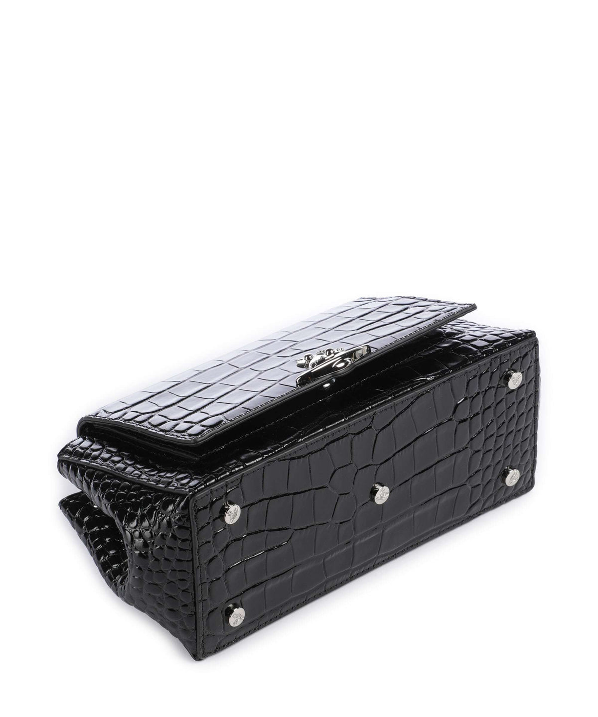 Vivienne Westwood Hazel Embossed Croc Medium Shoulder bag black