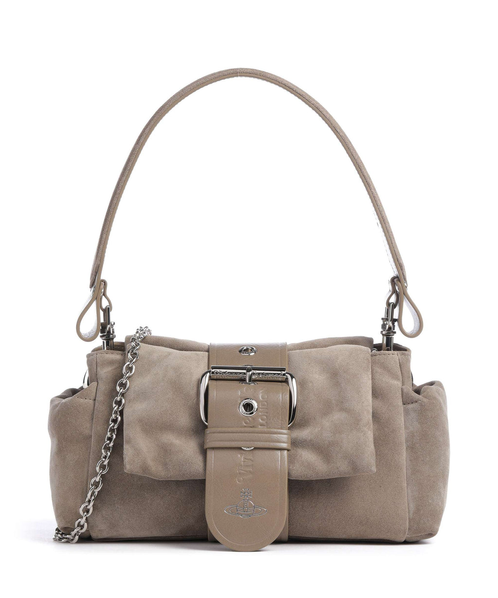 Vivienne Westwood Hazel Suede Treasure Shoulder bag stone