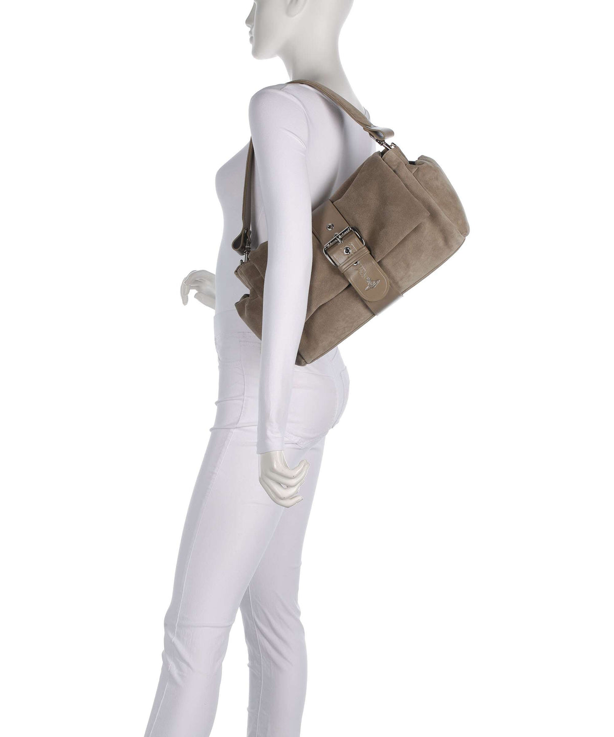 Vivienne Westwood Hazel Suede Treasure XL Shoulder bag stone