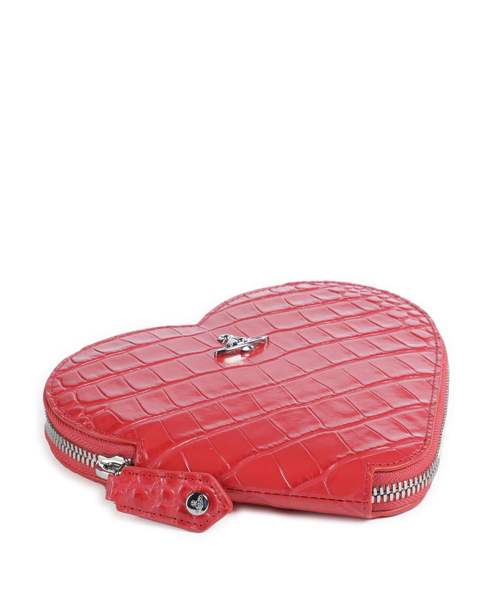 Vivienne Westwood Heart Embossed Croc Crossbody bag coral