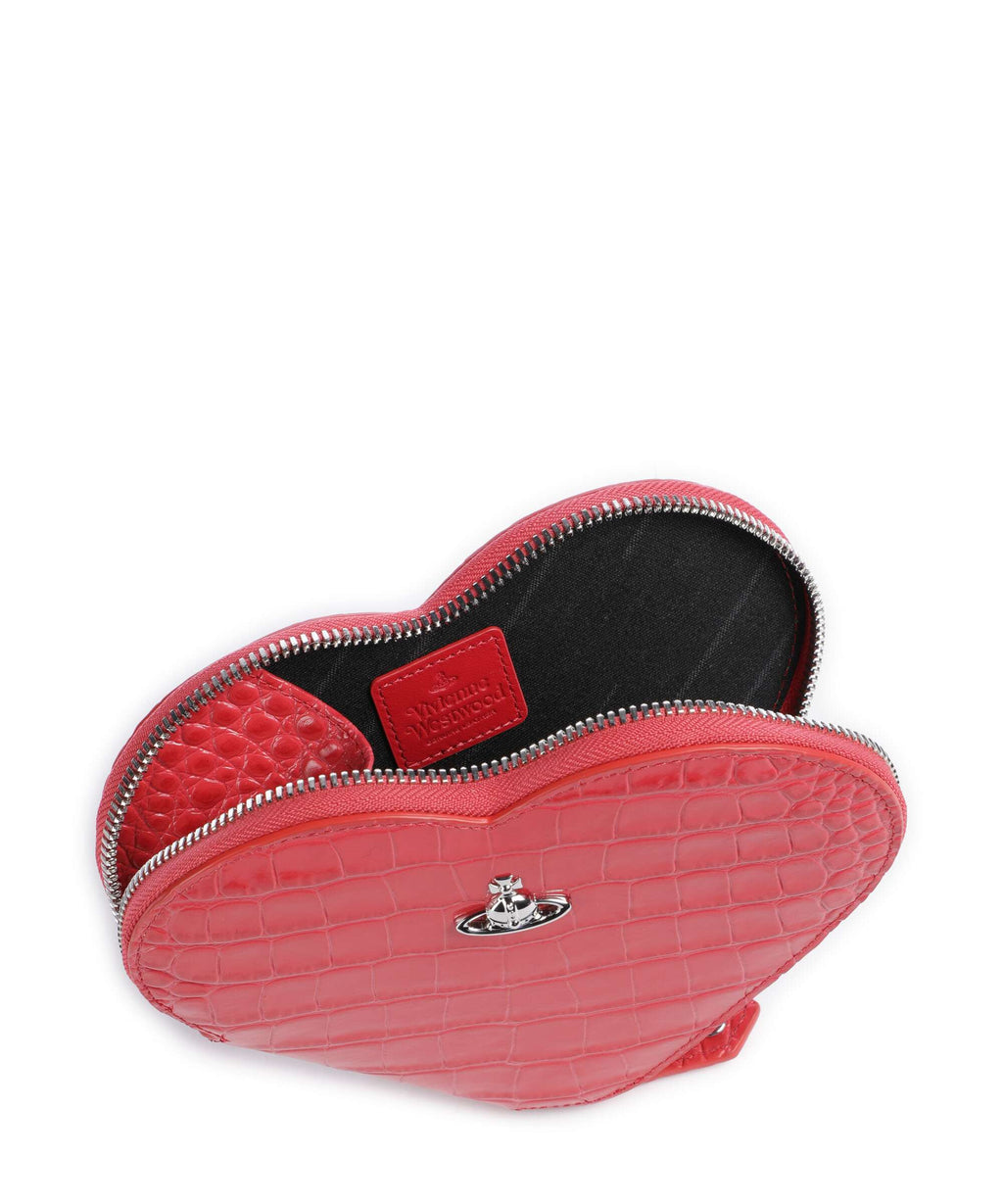 Vivienne Westwood Heart Embossed Croc Crossbody bag coral