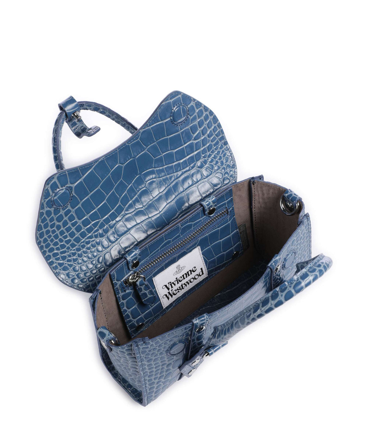 Vivienne Westwood Bettina Embossed Croc Mini Handbag blue