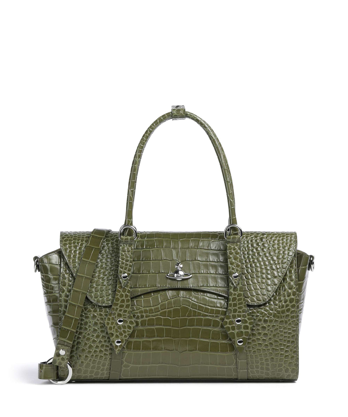 Vivienne Westwood Bettina Embossed Croc Medium Tote bag khaki