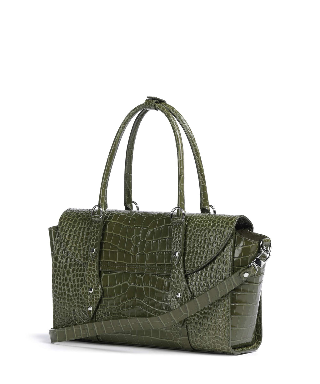 Vivienne Westwood Bettina Embossed Croc Medium Tote bag khaki