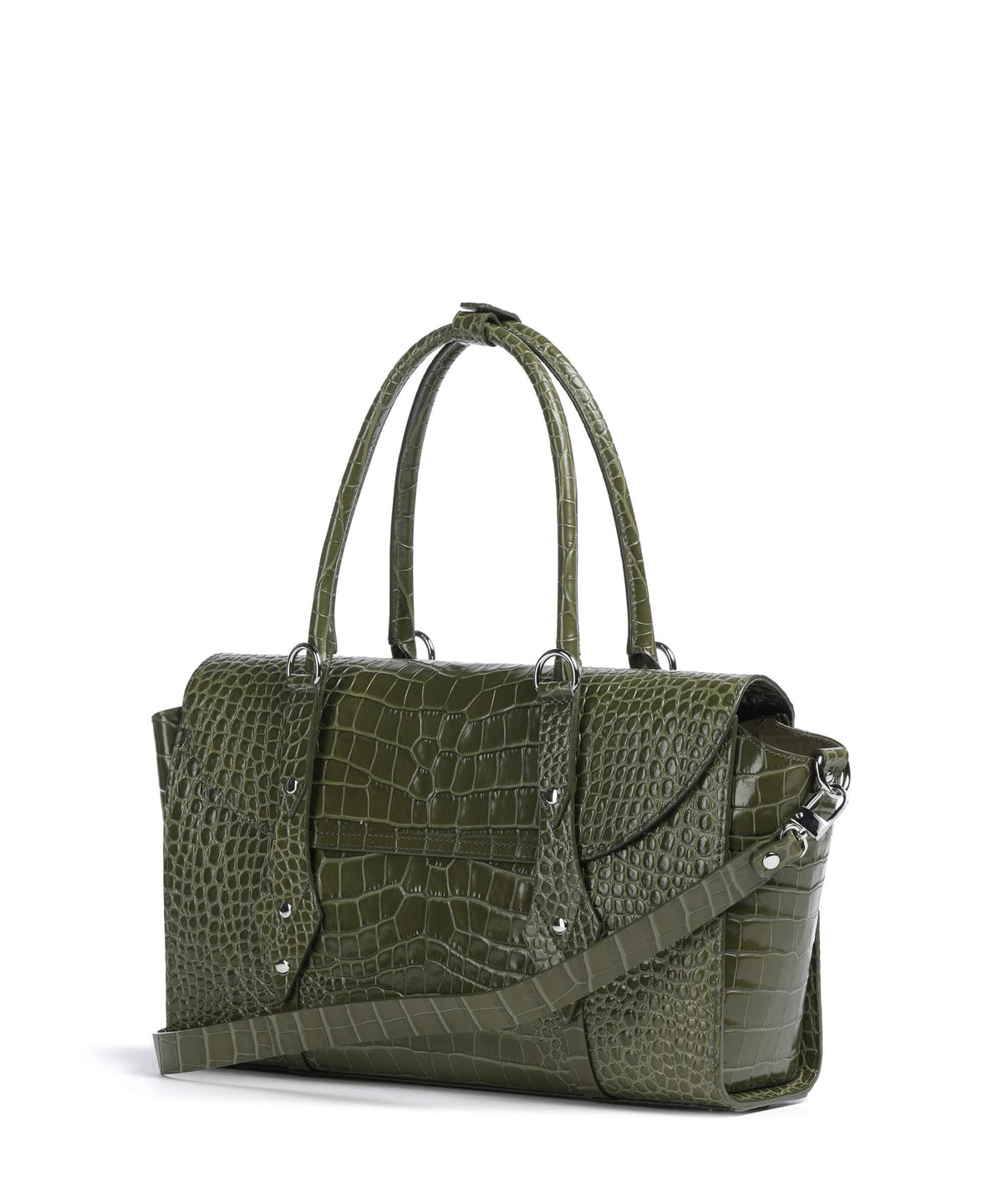 Vivienne Westwood Bettina Embossed Croc Medium Tote bag khaki