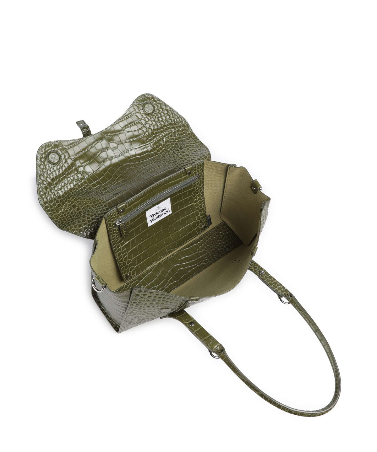 Vivienne Westwood Bettina Embossed Croc Medium Tote bag khaki