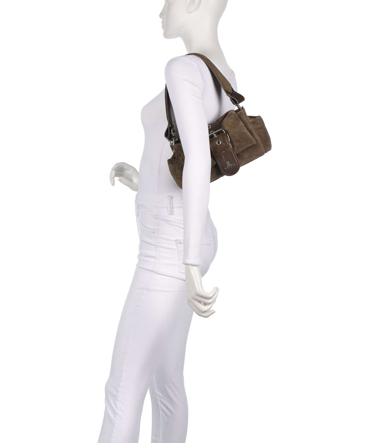 Vivienne Westwood Hazel Treasure Suede Shoulder bag khaki