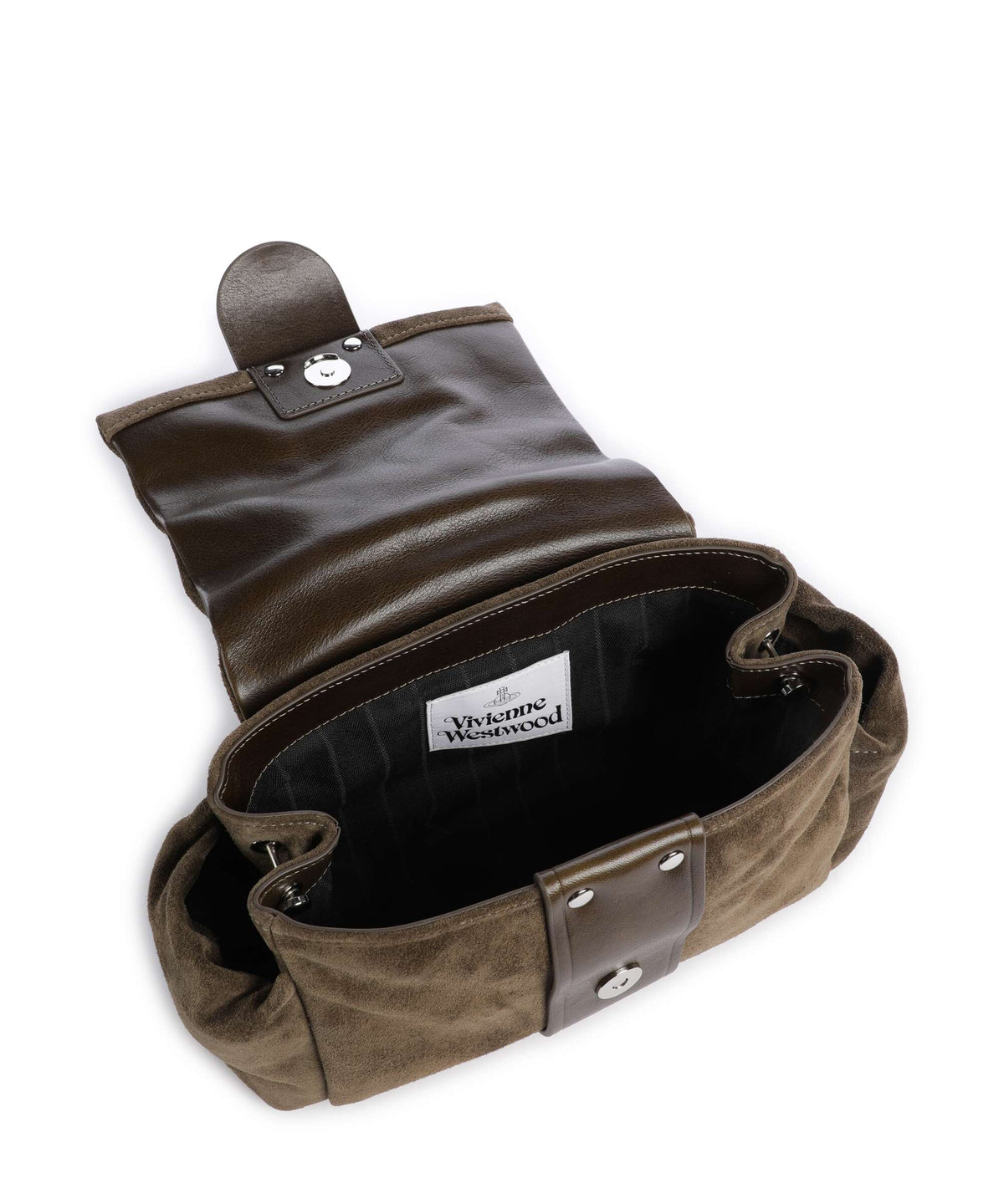 Vivienne Westwood Hazel Treasure Suede Shoulder bag khaki