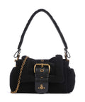 Vivienne Westwood Hazel Treasure Shearling Suede Shoulder bag black