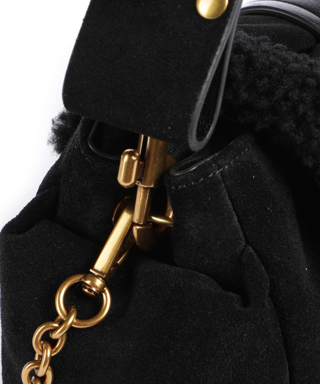 Vivienne Westwood Hazel Treasure Shearling Suede Shoulder bag black