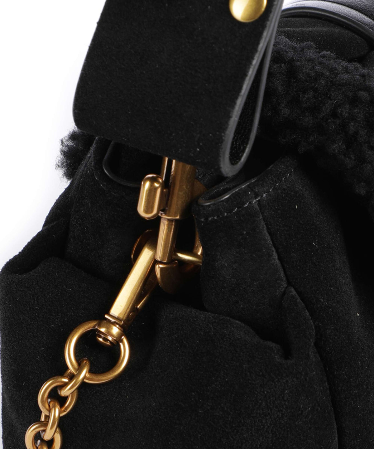 Vivienne Westwood Hazel Treasure Shearling Suede Shoulder bag black