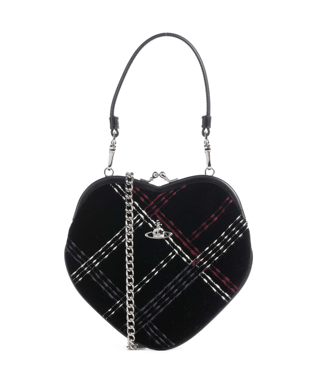 Vivienne Westwood Belle Heart Frame Velvet Check Handbag black/multicolor