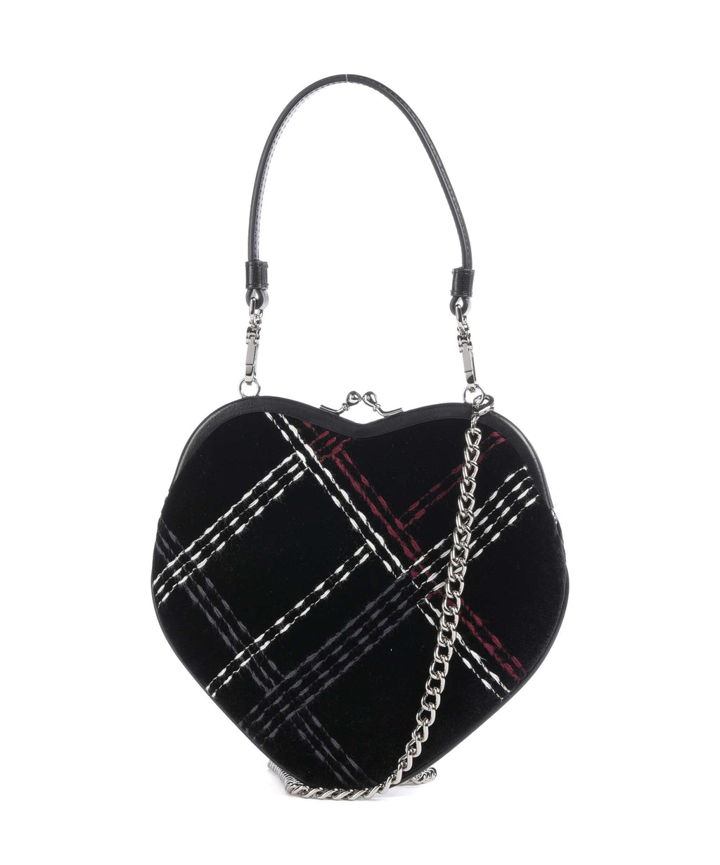 Vivienne Westwood Belle Heart Frame Velvet Check Handbag black/multicolor