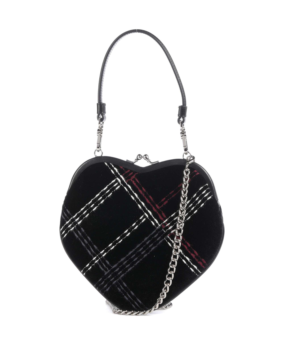 Vivienne Westwood Belle Heart Frame Velvet Check Handbag black/multicolor