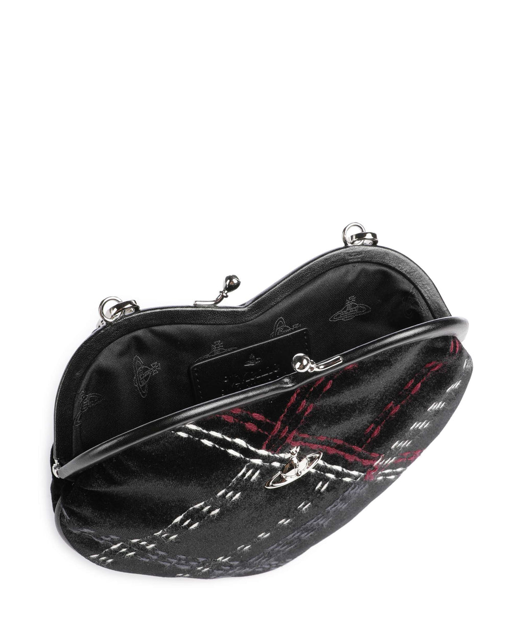 Vivienne Westwood Belle Heart Frame Velvet Check Handbag black/multicolor