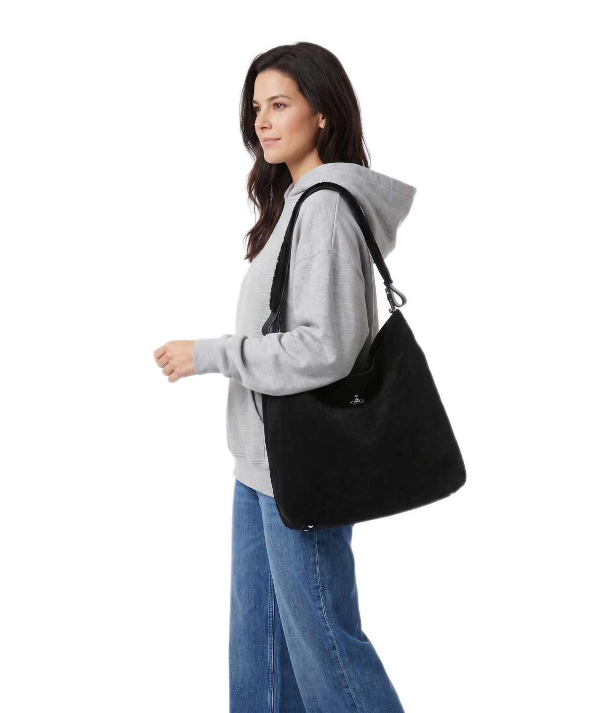 Vivienne Westwood Lottie Suede Large Hobo bag black