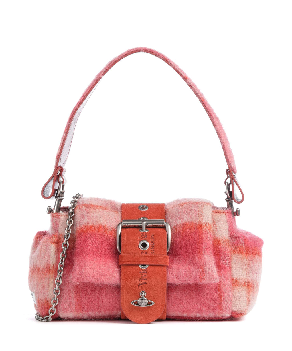Vivienne Westwood Hazel Treasure Tartan Mohair Shoulder bag fraser pink