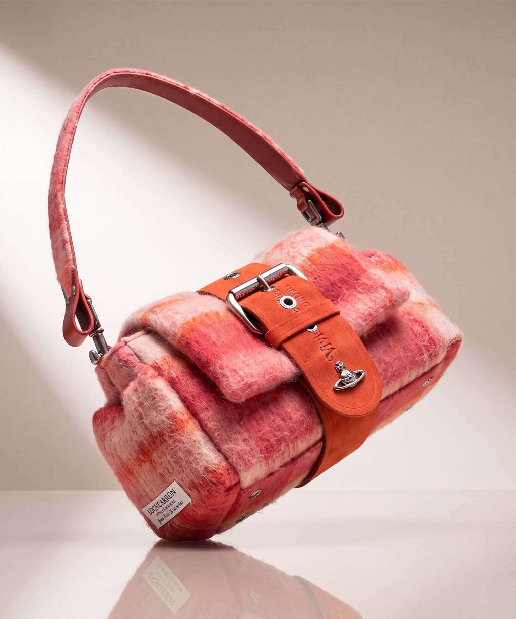 Vivienne Westwood Hazel Treasure Tartan Mohair Shoulder bag fraser pink