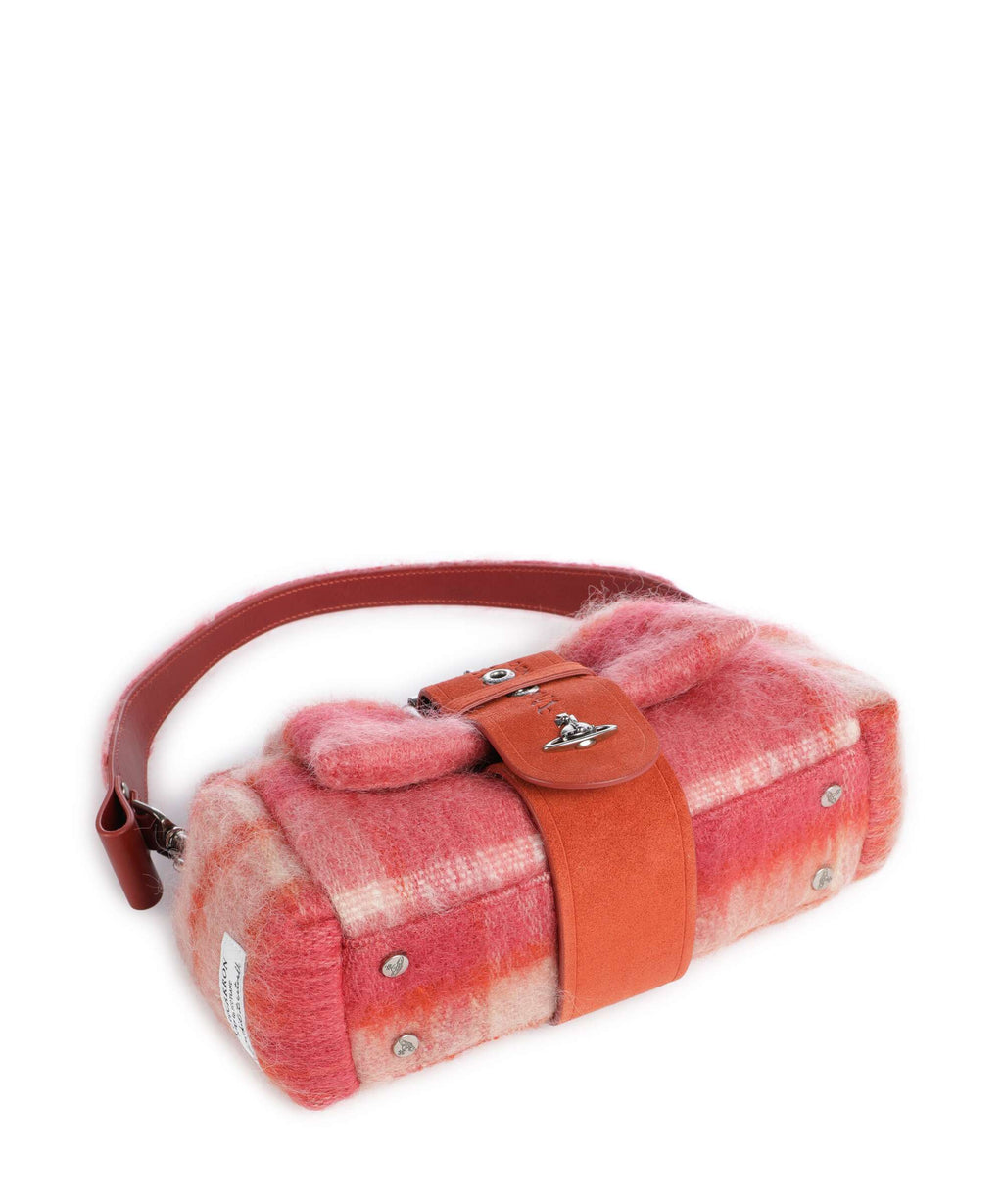 Vivienne Westwood Hazel Treasure Tartan Mohair Shoulder bag fraser pink