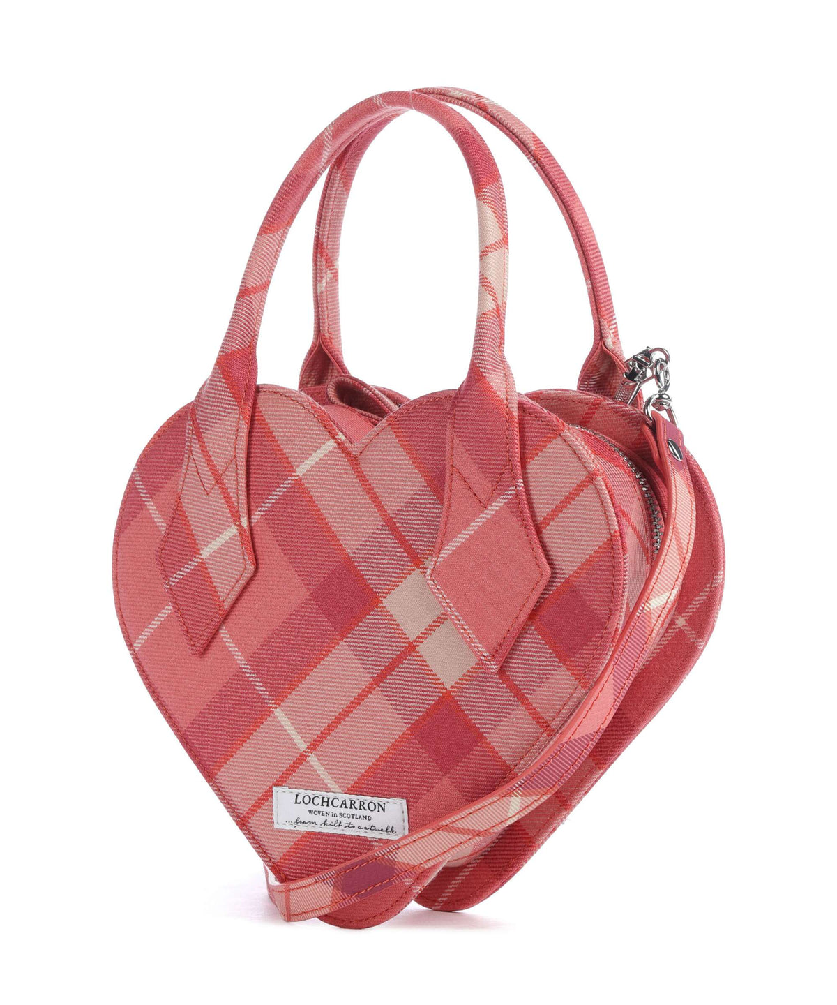Vivienne Westwood Josephine Heart Wool Tartan Handbag fraser pink