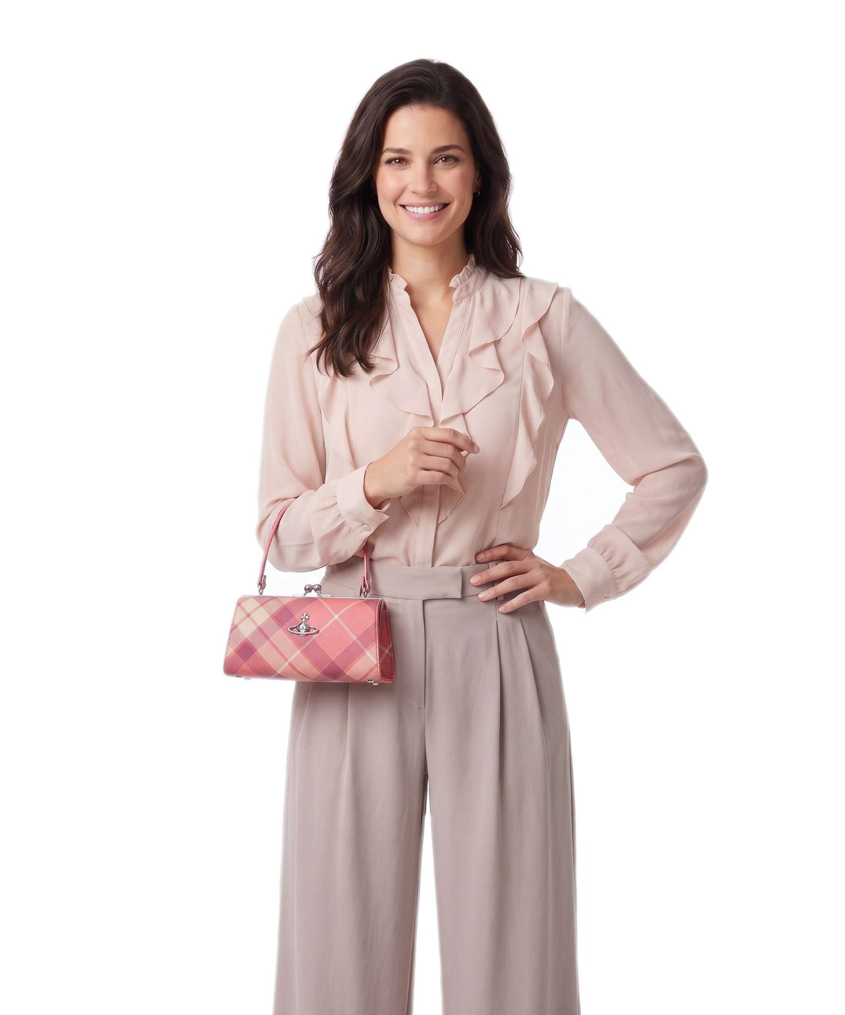 Vivienne Westwood Doll Frame Buccia D'Arancia XL Handbag fraser pink