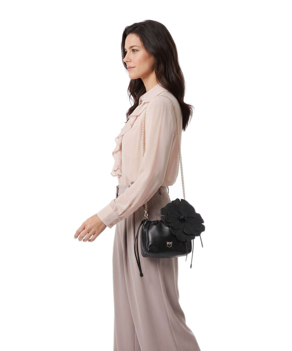 Pinko Flower Bucket bag nero/limousine/oro