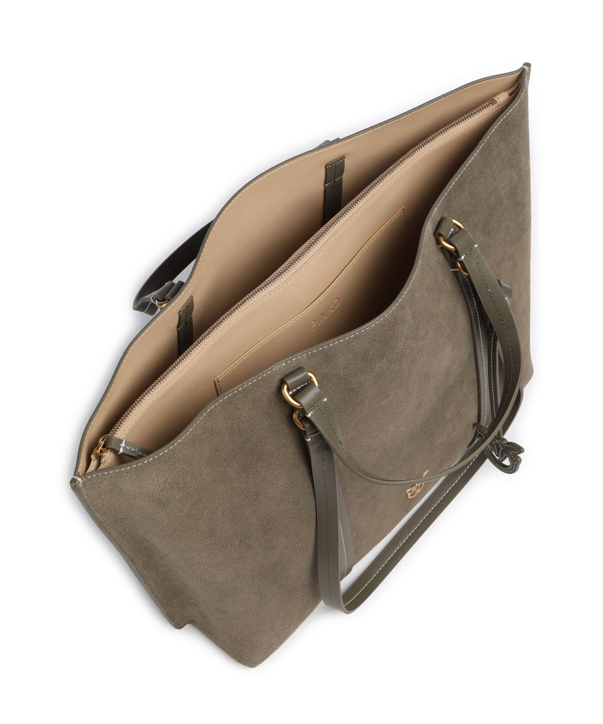 Pinko Carrie Big Tote bag verde/oliva scuro/antique gold