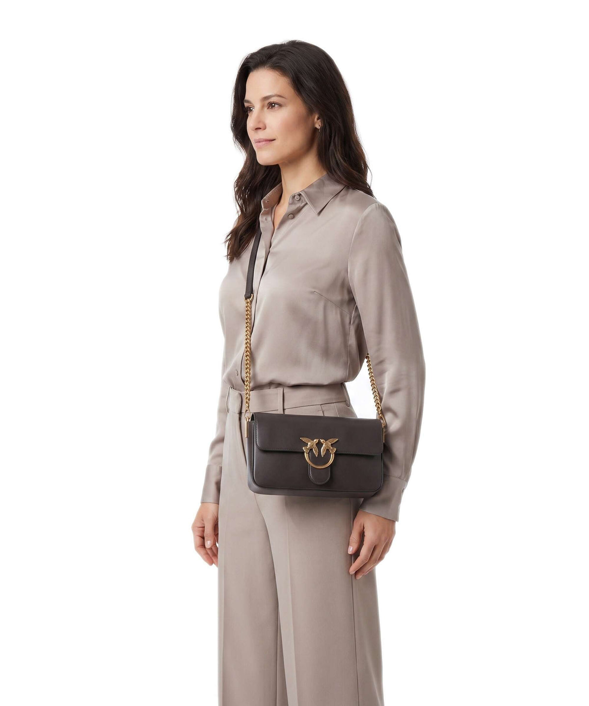 Pinko Love One Classic Slouchy Crossbody bag marrone marasca/antique gold