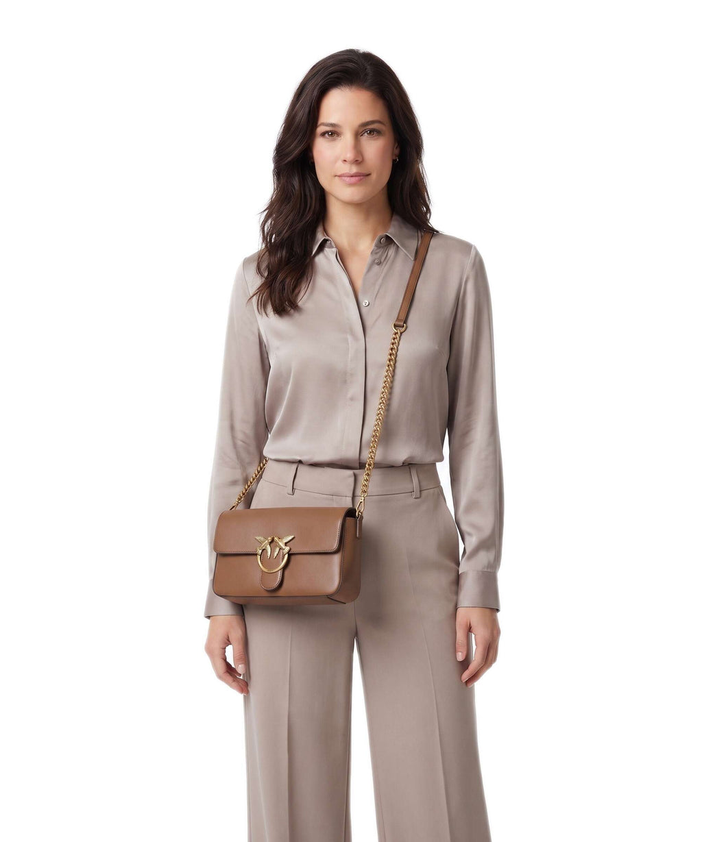 Pinko Love One Classic Slouchy Crossbody bag marrone cognac/antique gold