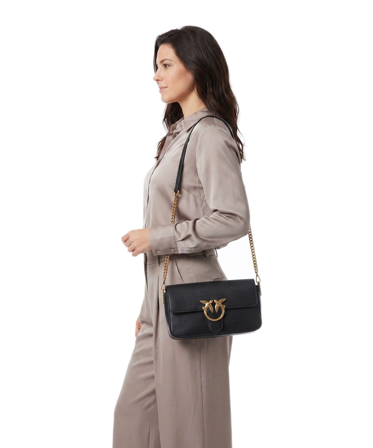 Pinko Love One Classic Slouchy Crossbody bag nero/antique gold