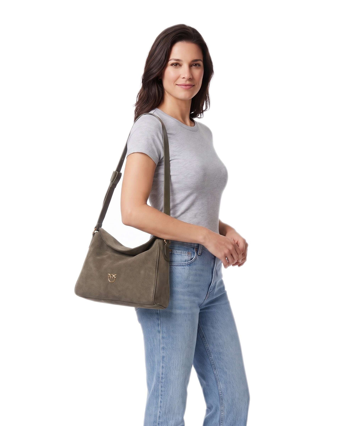 Pinko Leaf Big Hobo bag verde/oliva scuro/antique gold