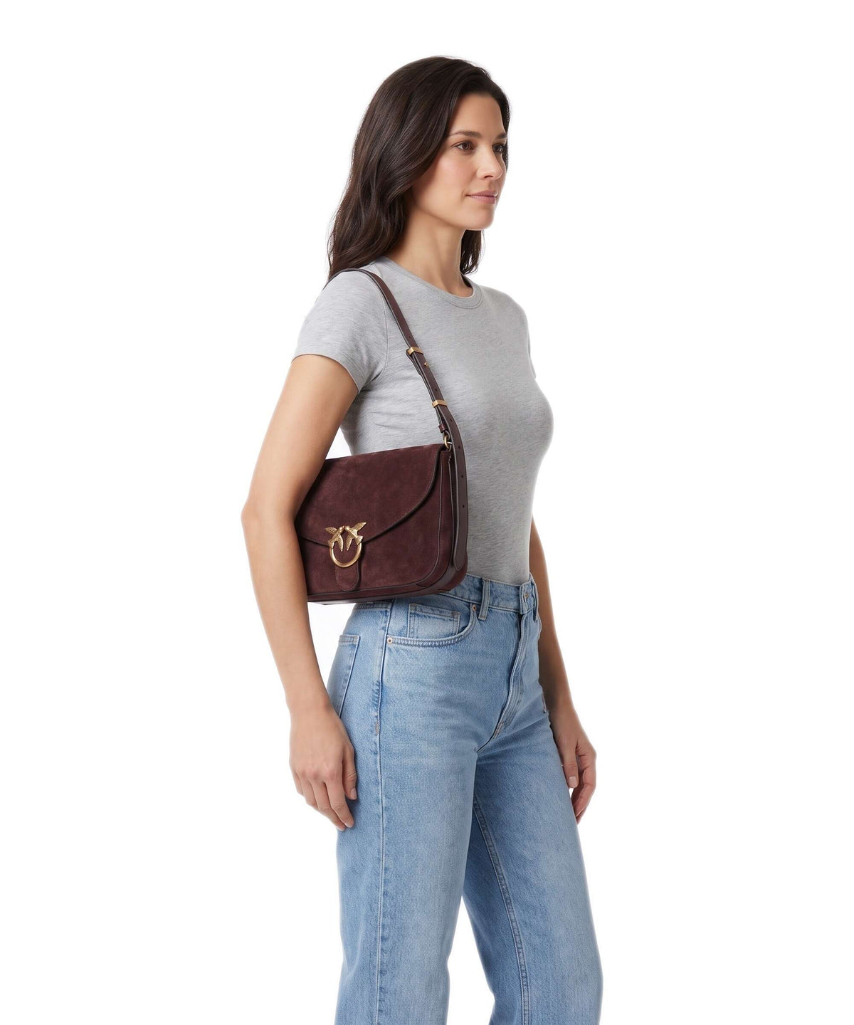 Pinko Love Classic Shoulder bag burgundy/gold