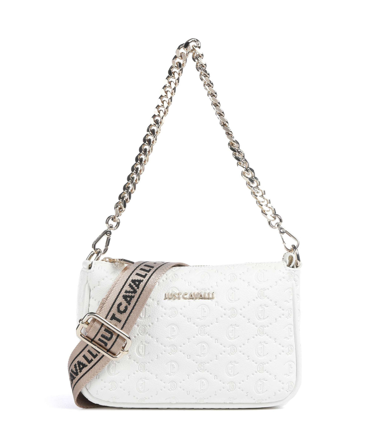 Just Cavalli All Over Gothic Shoulder bag white