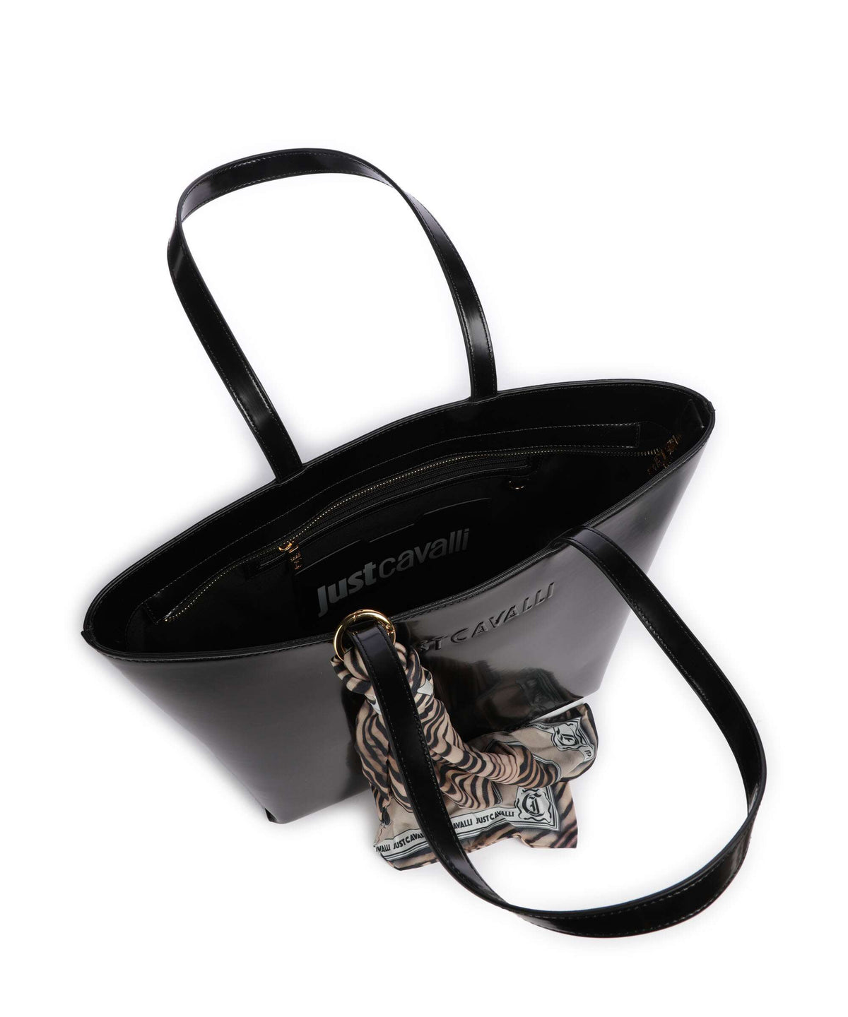 Just Cavalli Chain Foulard Tote bag black