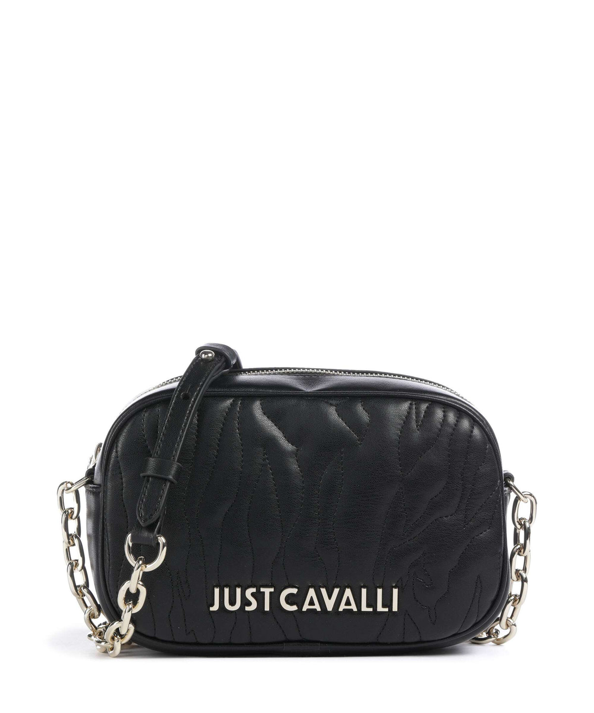 Just Cavalli Quilted Zebra Crossbody bag black