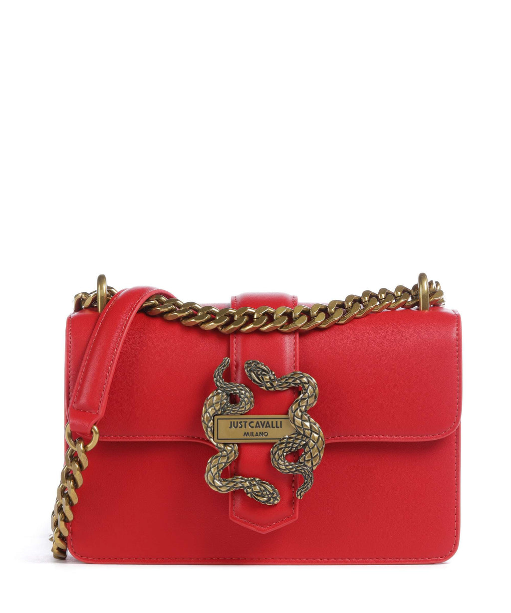 Just Cavalli Iconic Snakes Shoulder bag tango red