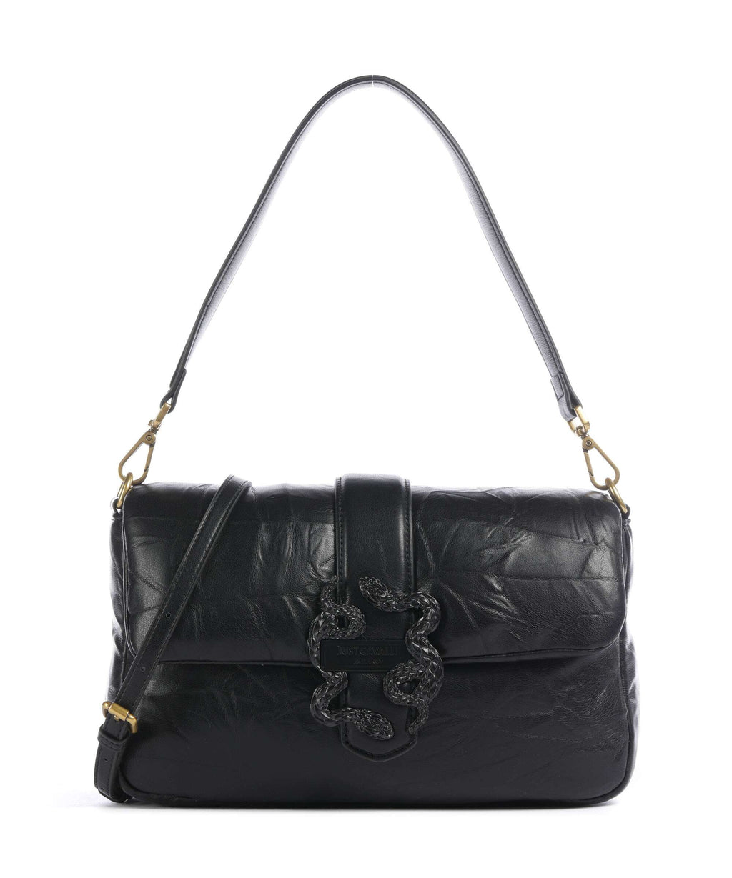 Just Cavalli Iconic Snakes Puffy Shoulder bag black