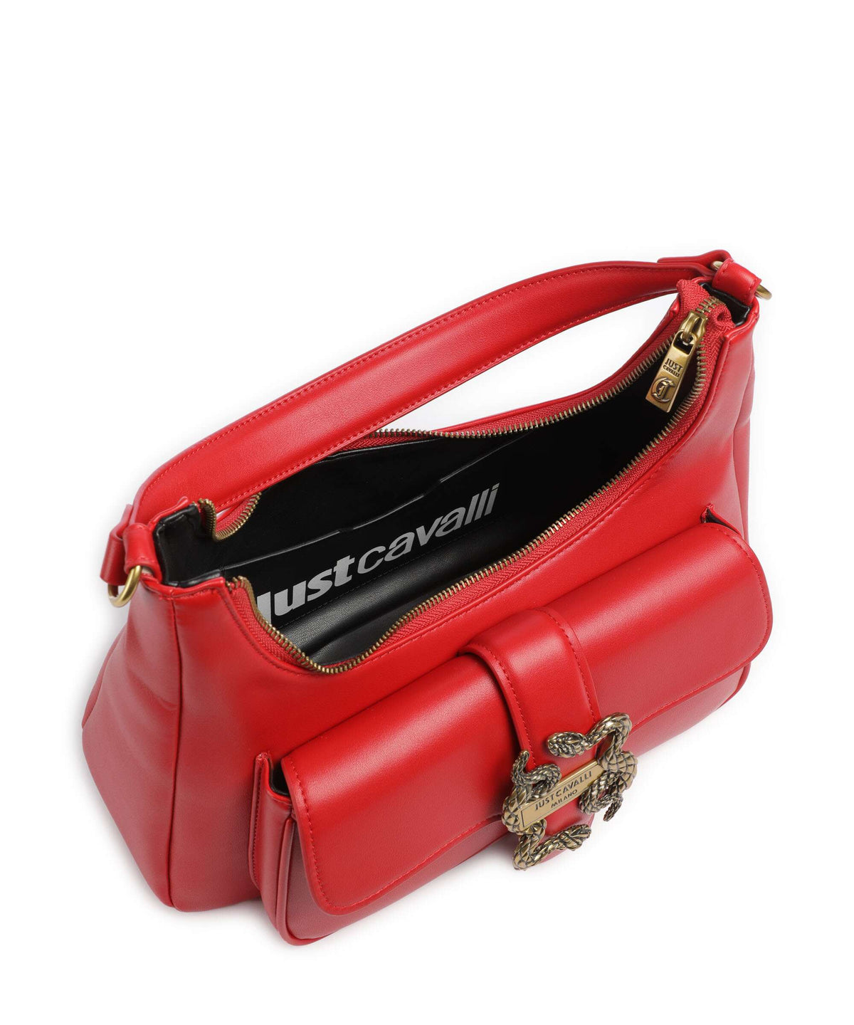 Just Cavalli Iconic Snakes Shoulder bag tango red