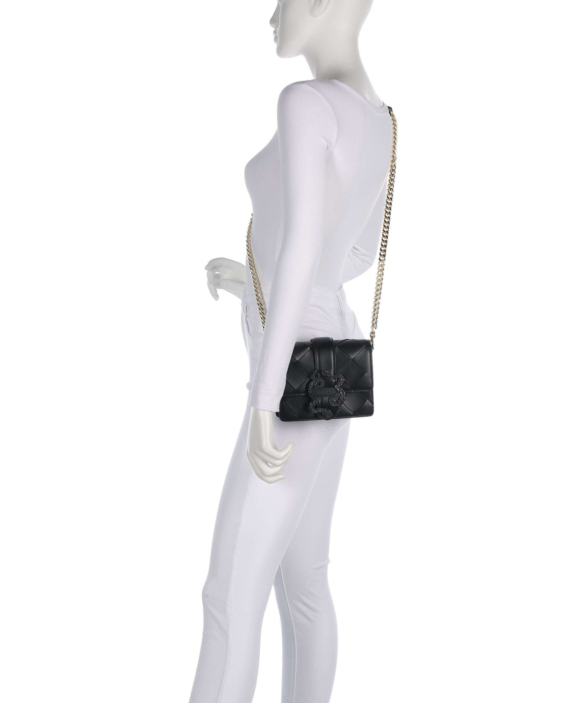 Just Cavalli Iconic Snakes Braided Crossbody bag black