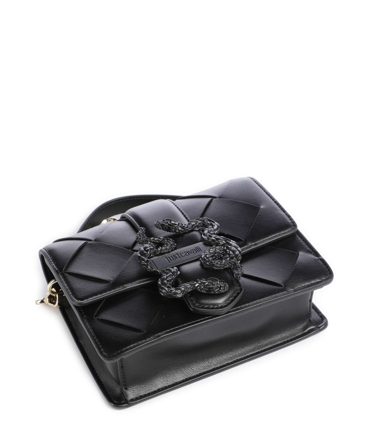 Just Cavalli Iconic Snakes Braided Crossbody bag black