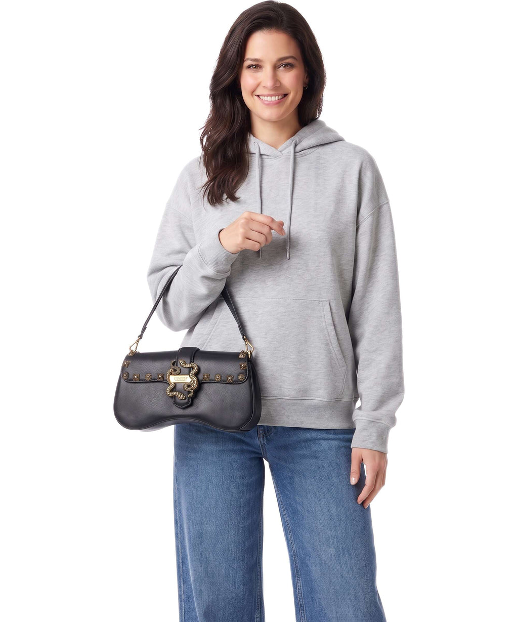 Just Cavalli Iconic Snakes Shoulder bag black