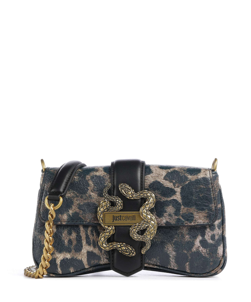 Just Cavalli Iconic Snakes Crossbody bag black panter print