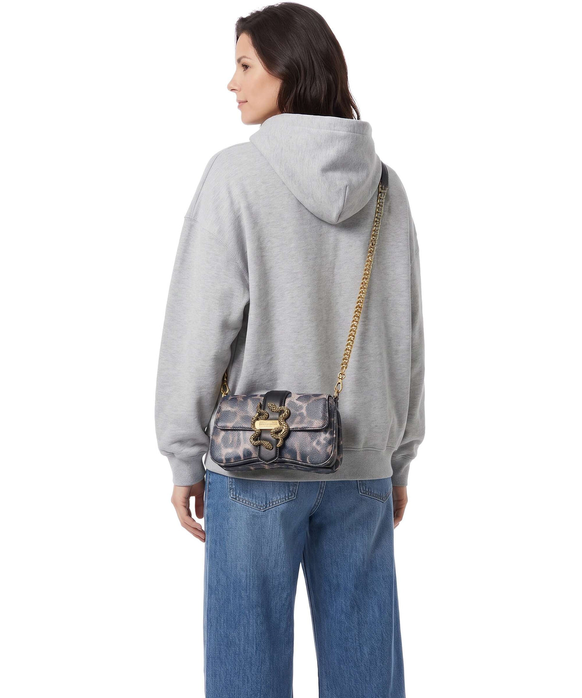 Just Cavalli Iconic Snakes Crossbody bag black panter print