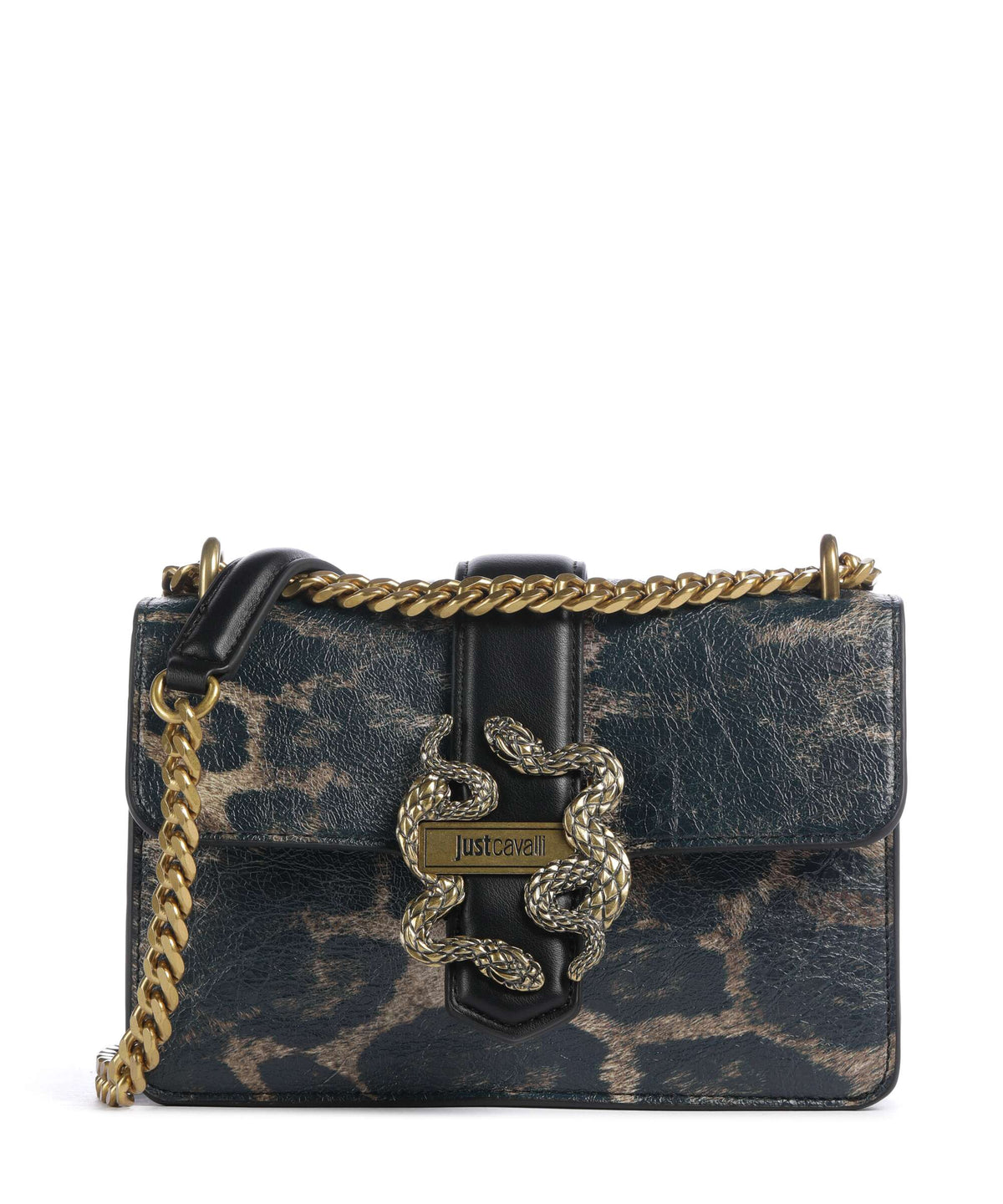 Just Cavalli Iconic Snakes Shoulder bag black panter print