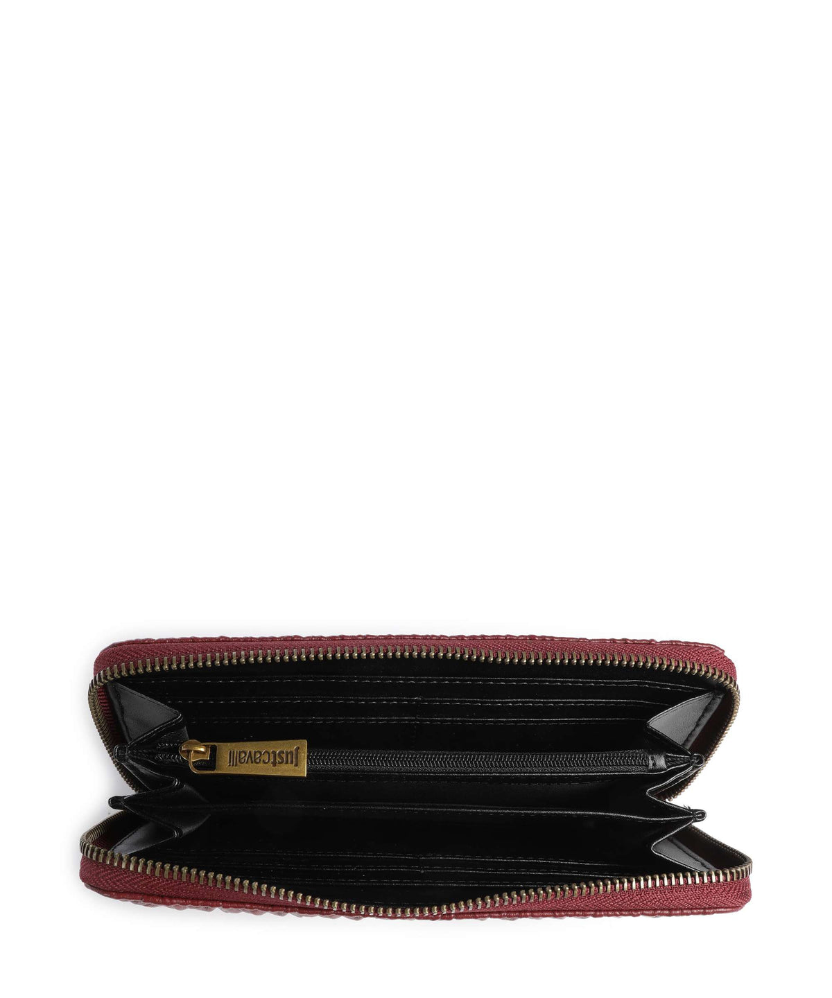 Just Cavalli Iconic Snakes Plisse Soft Wallet cordovan