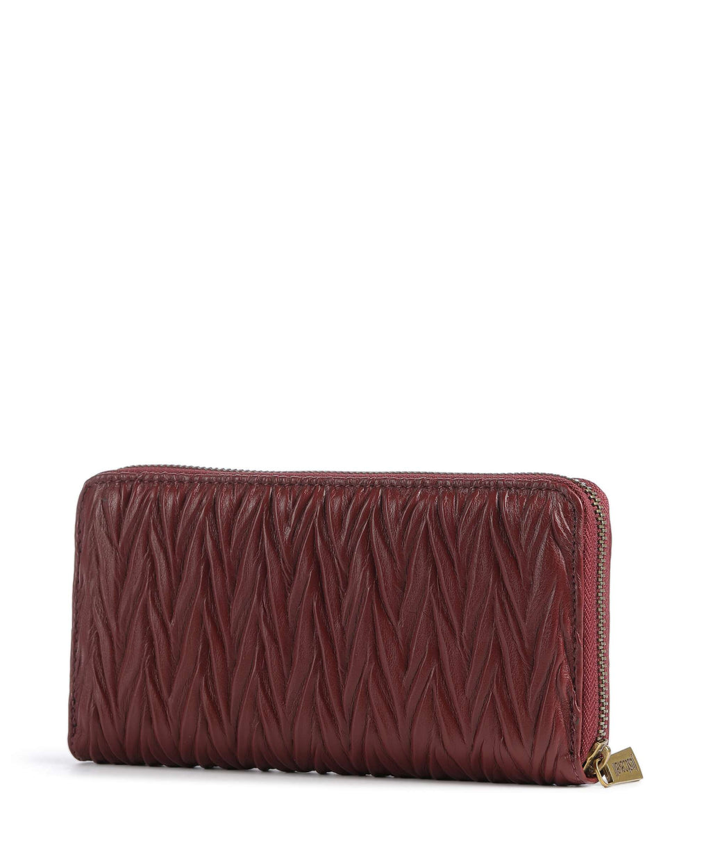 Just Cavalli Iconic Snakes Plisse Soft Wallet cordovan