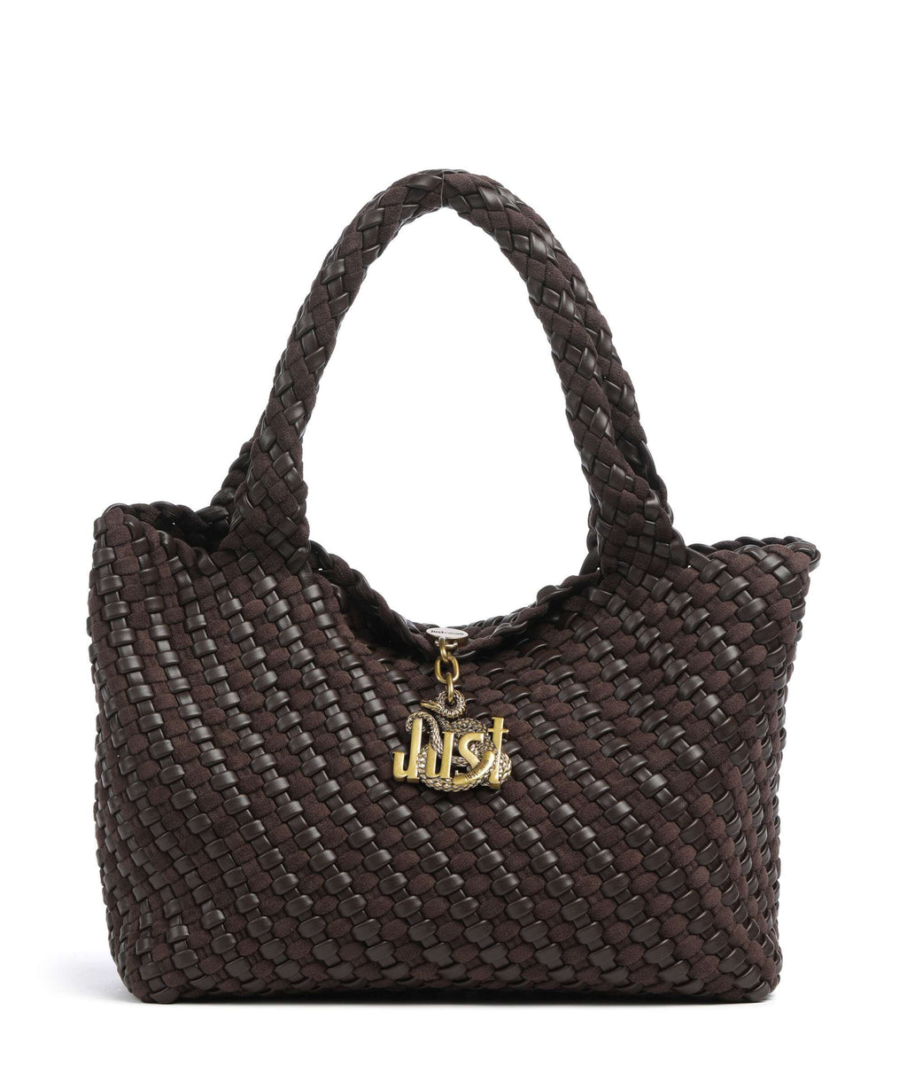 Just Cavalli Woving Hobo bag black coffee